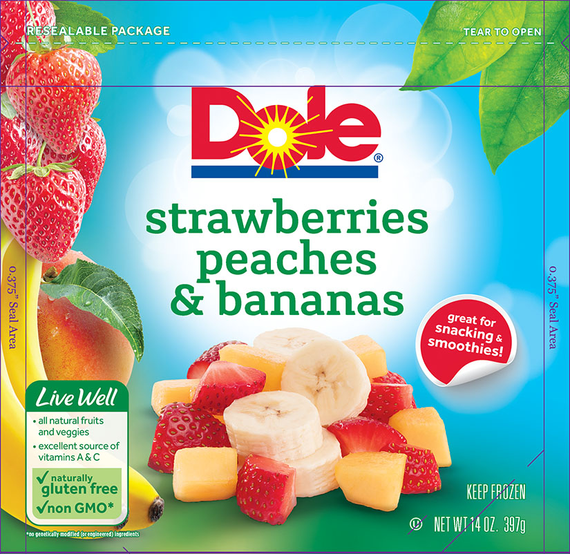 6086 Dole Strawberries Peaches Bananas Frozen 14oz 1-1